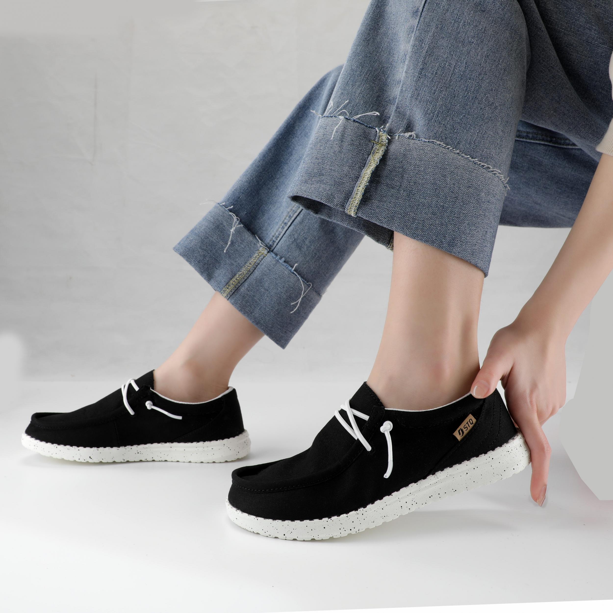 Women's Lace Up Slip on Shoes Light Casual Canvas Shoes With Arch Support