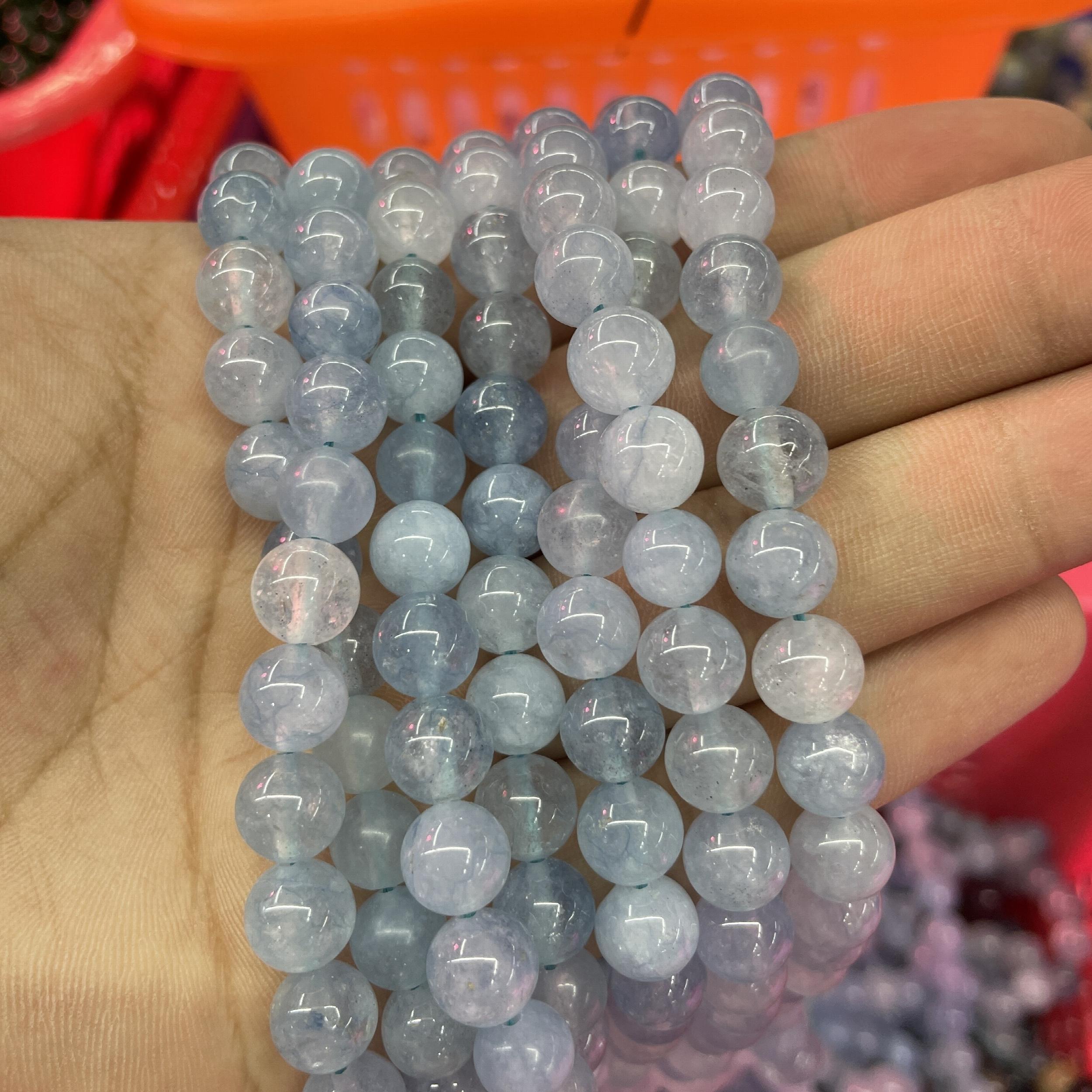 6 8 10MM Natural Aquamarine Beads for Jewelry Making DIY