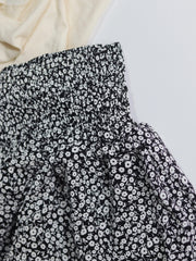 Boho Ditsy Floral Print Skorts Shorts Casual High Waist Ruched Summer Shorts