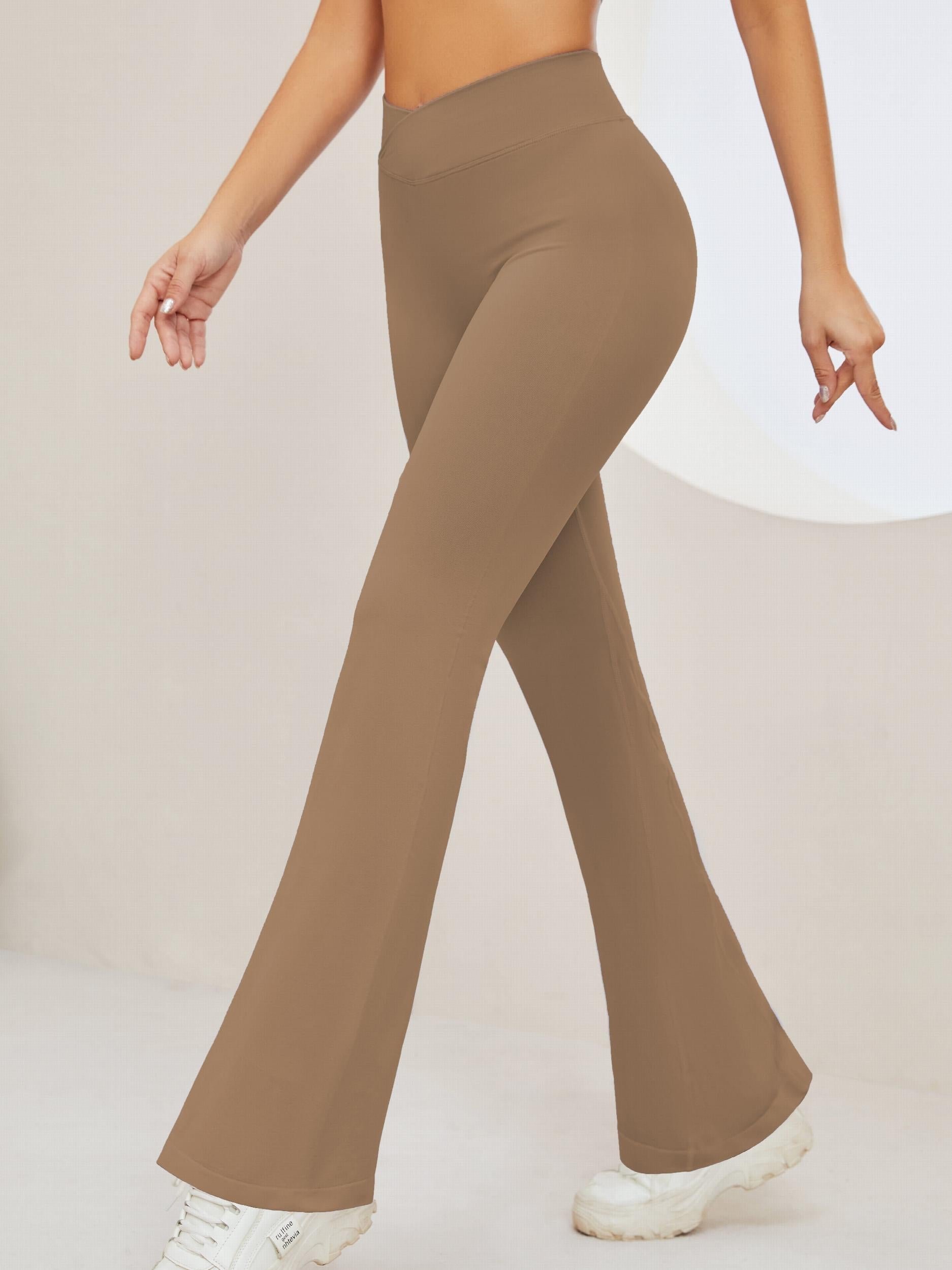 High Waist Seamless Sporty Pants Flared Leg Sports Trousers