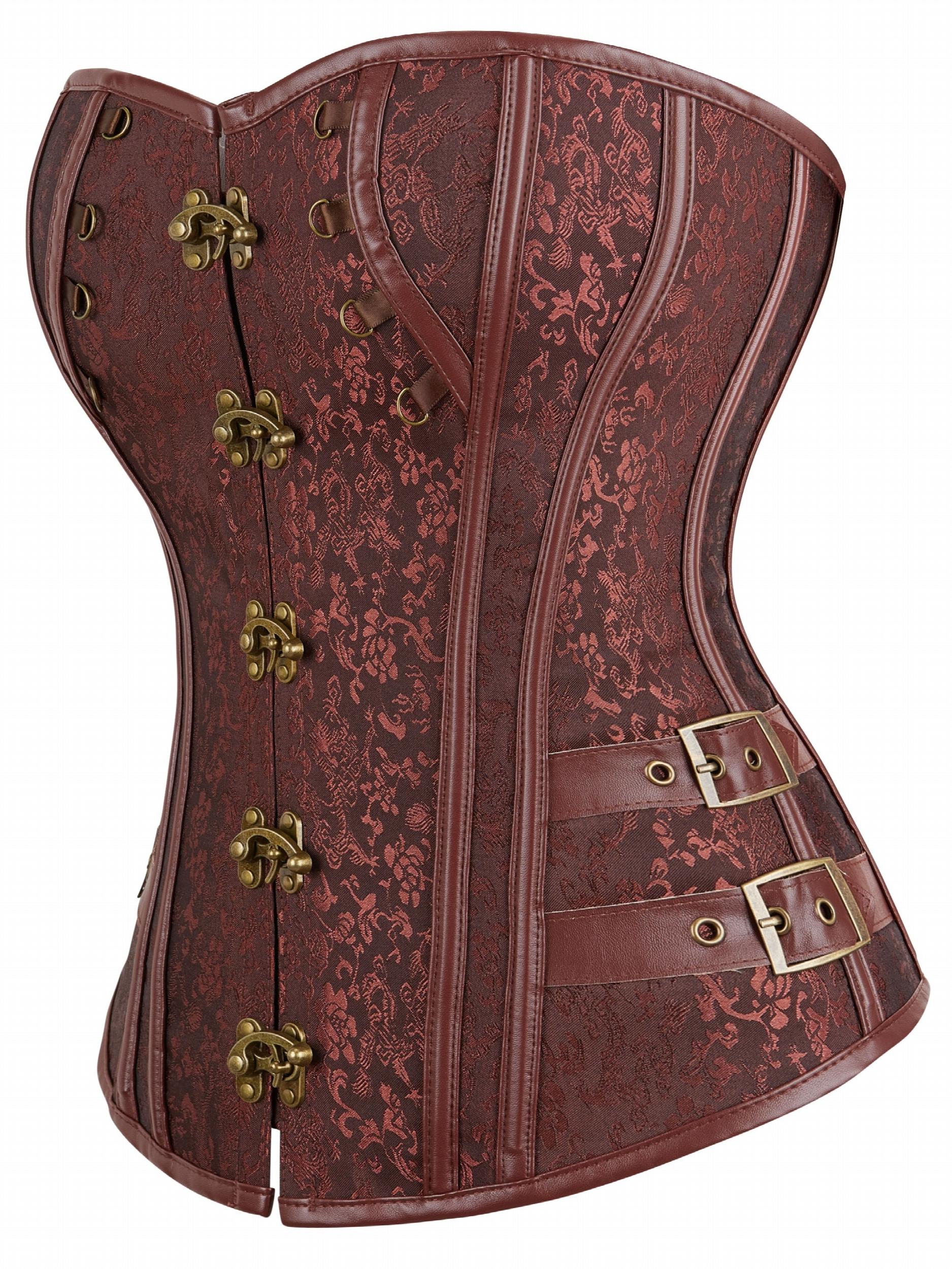 Floral Print Front Hook Corsets Tummy Control Lace Up Bustier