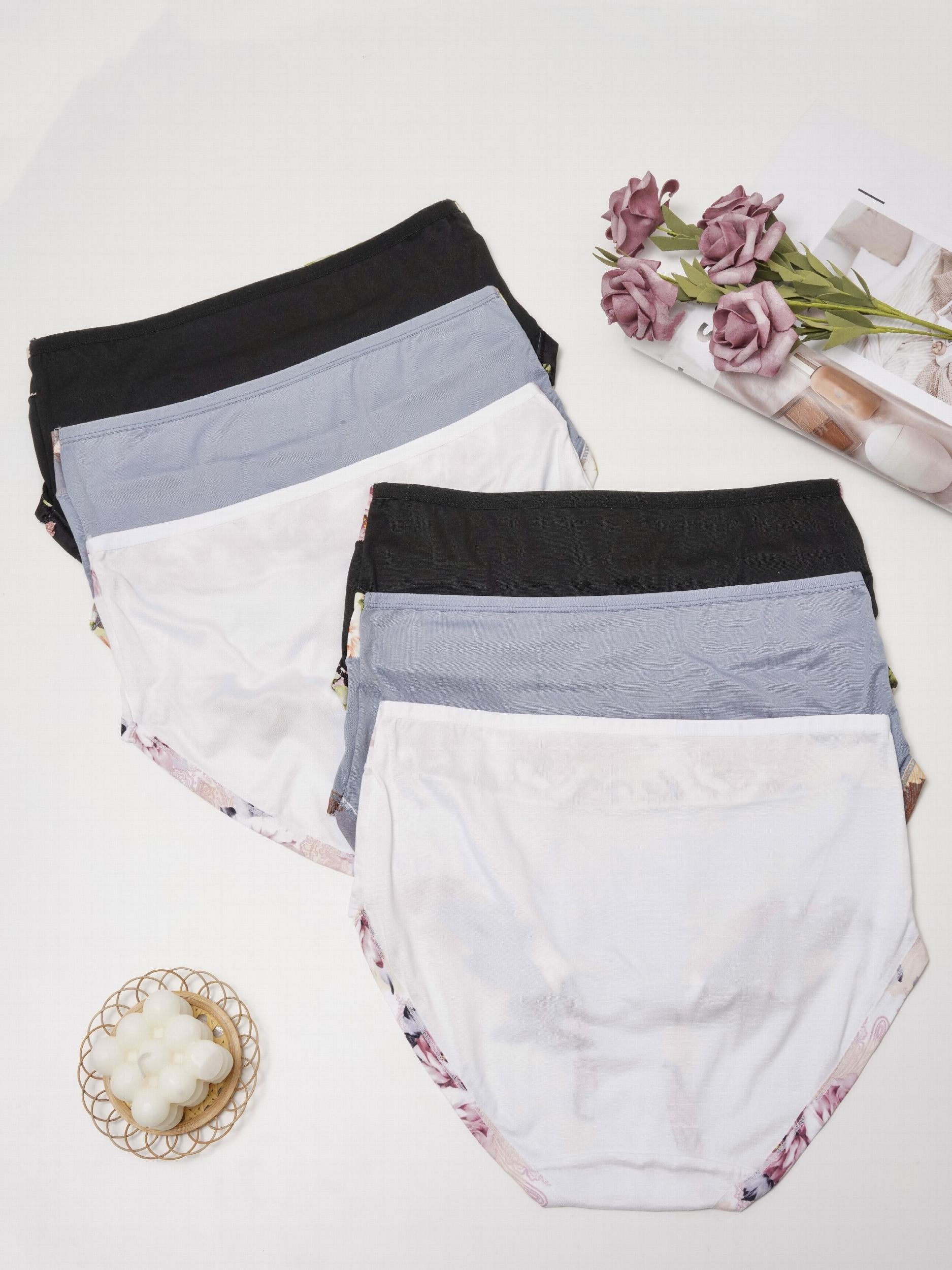 6 Pack Plus Size Floral Print High Rise Panties Set