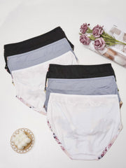 6 Pack Plus Size Floral Print High Rise Panties Set