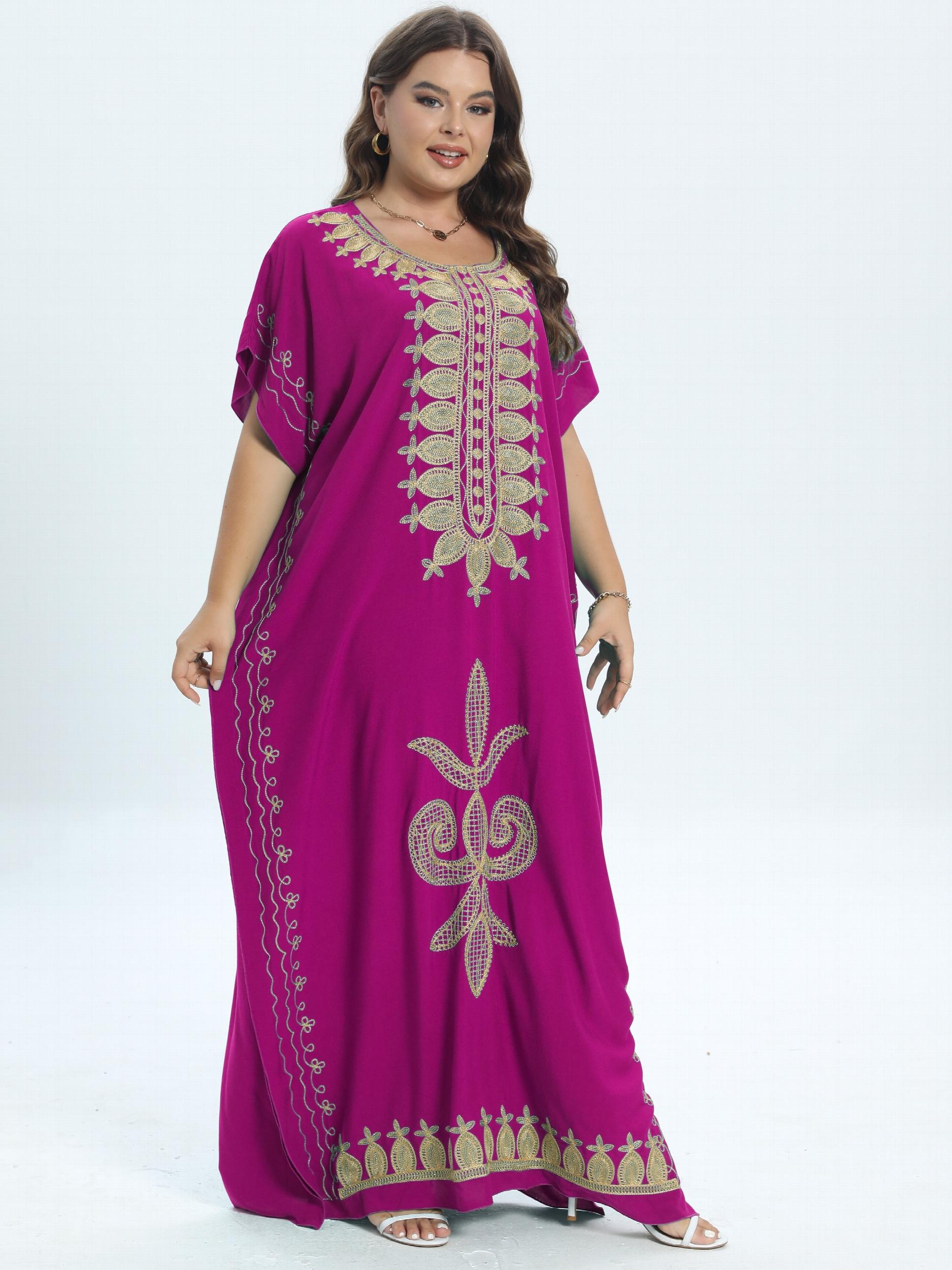  Colorblock Floral Casual Kaftan Dress