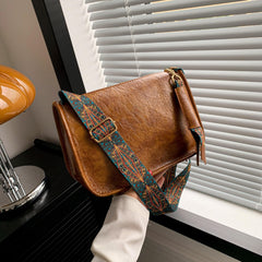 Ethnic Crossbody Bag Vintage Wide Strap Shoulder Purse