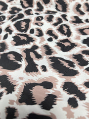  Colorblock Leopard Print Cold Shoulder Blouse