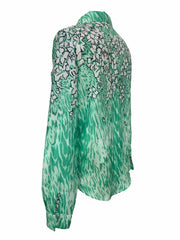  Leopard & Floral Print Button Up Long Sleeve Blouse