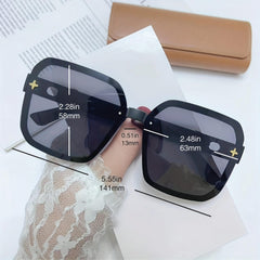 Large Square Sunglasses Metal Flower Letter Gradient UV400