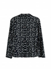  Letter Print Suit Coat & Pants Set
