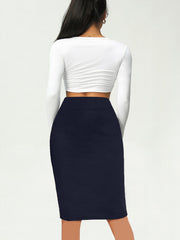 Solid Bag Hip Skirts High Waist Pencil Skirts Women's Clothing