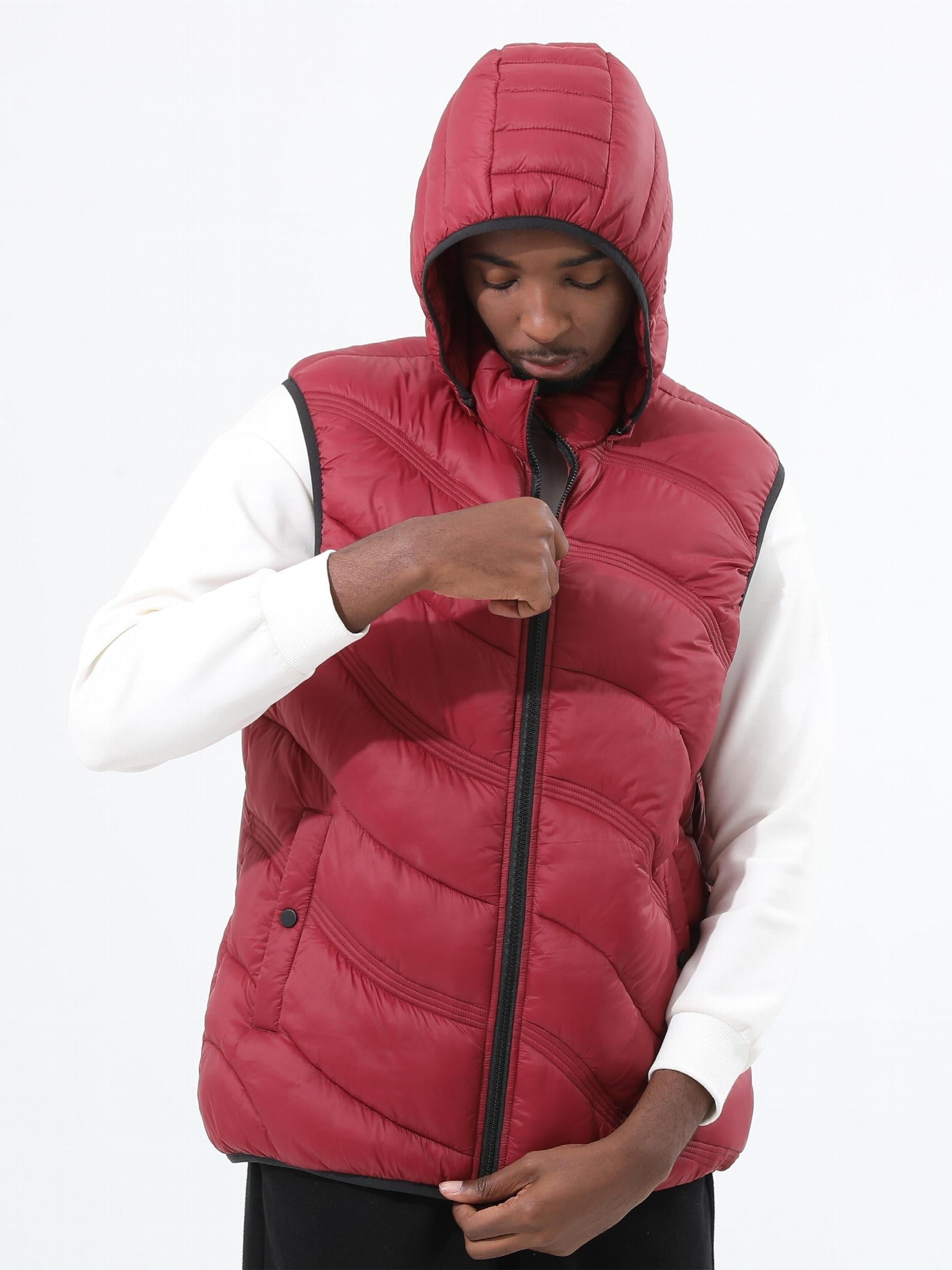 Men's Warm Hooded Vest Zip Up Casual Fall Winter