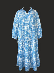  Allover Print Tie Front Maxi Dress