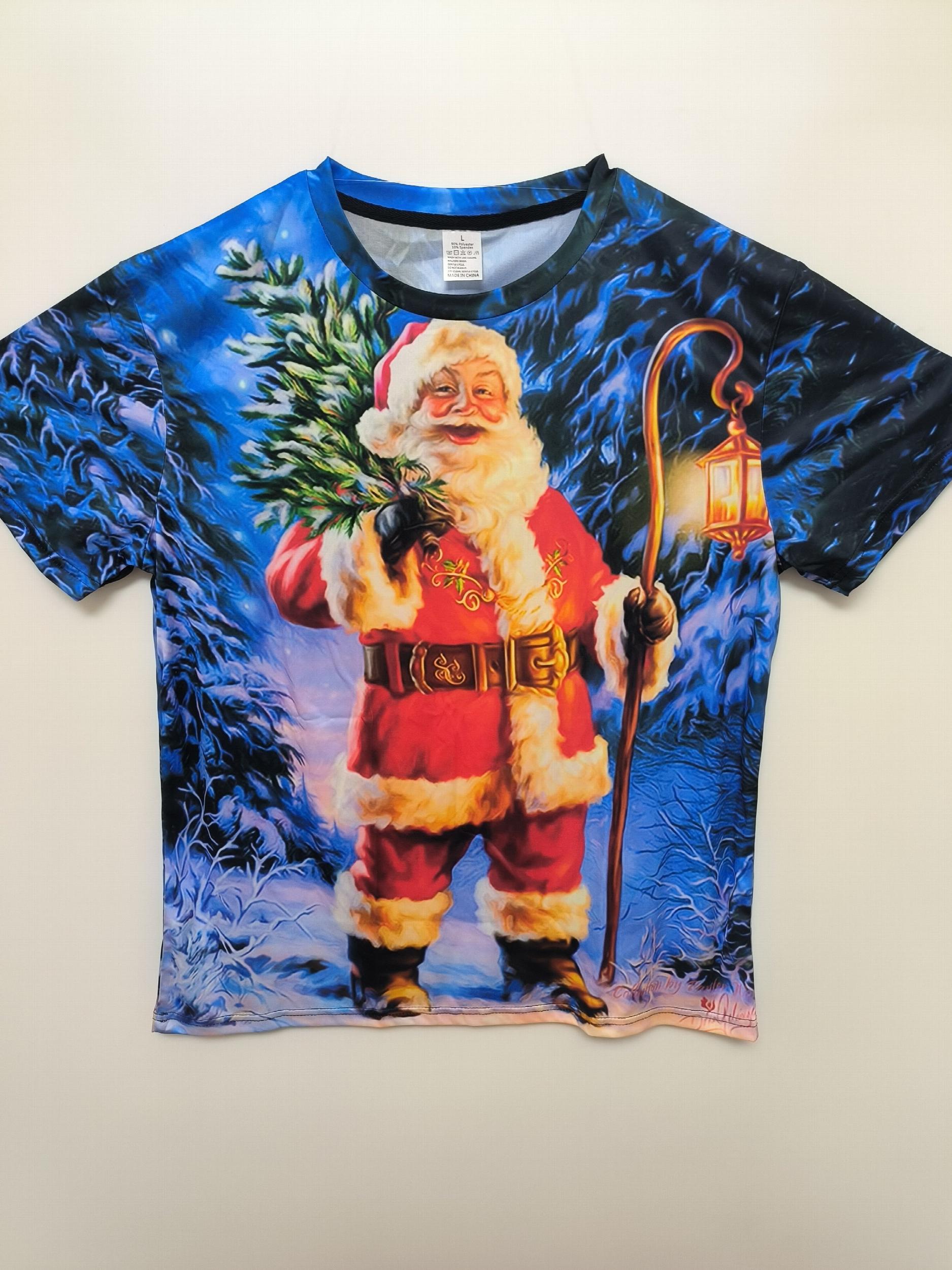Christmas Santa Claus Print Men's Comfy Sports T shirt Graphic Tee
