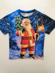 Christmas Santa Claus Print Men's Comfy Sports T shirt Graphic Tee