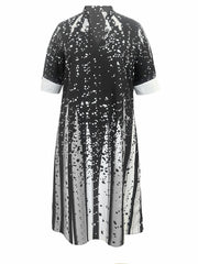 Plus Size Striped & Splash Painting Print Maxi Dress