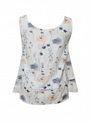 Floral Print Plus Size Tank Top, Round Neck, Medium Stretch