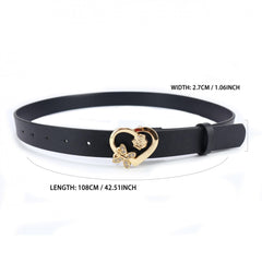 Rose Butterfly Heart Buckle Belt Classic Solid PU Leather Belt For Women