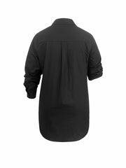  Solid Button Up Long Sleeve Blouse