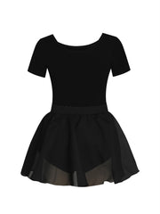 Girls Casual Chiffon Ballet Dress Short Sleeve Costume