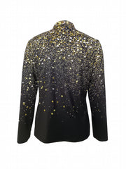  Ombre Golden Dot Print Button Up Collar Shirt