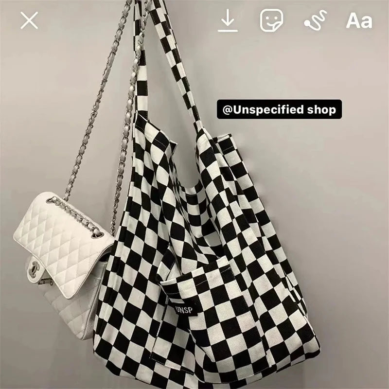 Kpop Gothic Hip Hop Y2K Shoulder Bag Plaid Graphic Handbag Harajuku