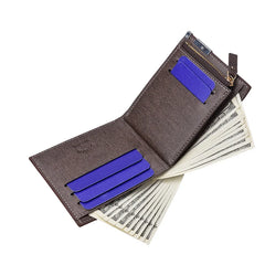 Men's Short Wallet PU Big Zippers Pocket Vintage Man Purse