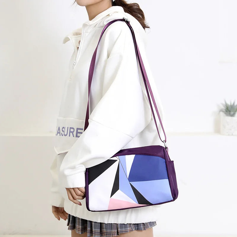 Women's Shoulder Bags Splicing Waterproof Nylon Messenger Bag