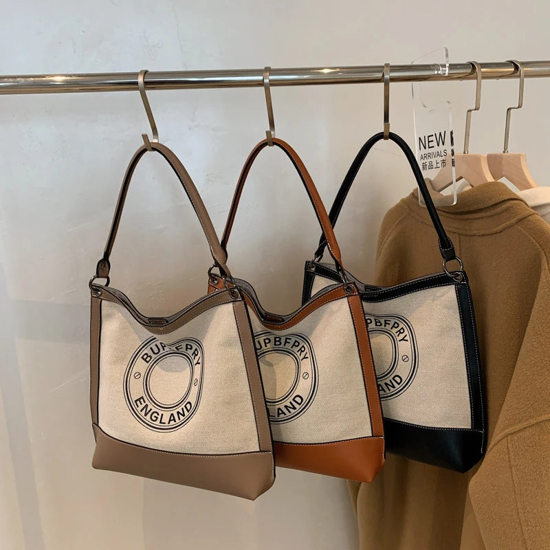 Canvas Shoulder Tote Bag for Women Handbag Purse Crossbody Bucket Handle Bag