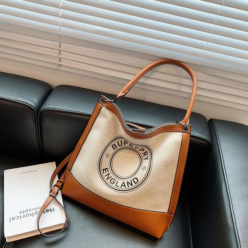 Canvas Shoulder Tote Bag for Women Handbag Purse Crossbody Bucket Handle Bag