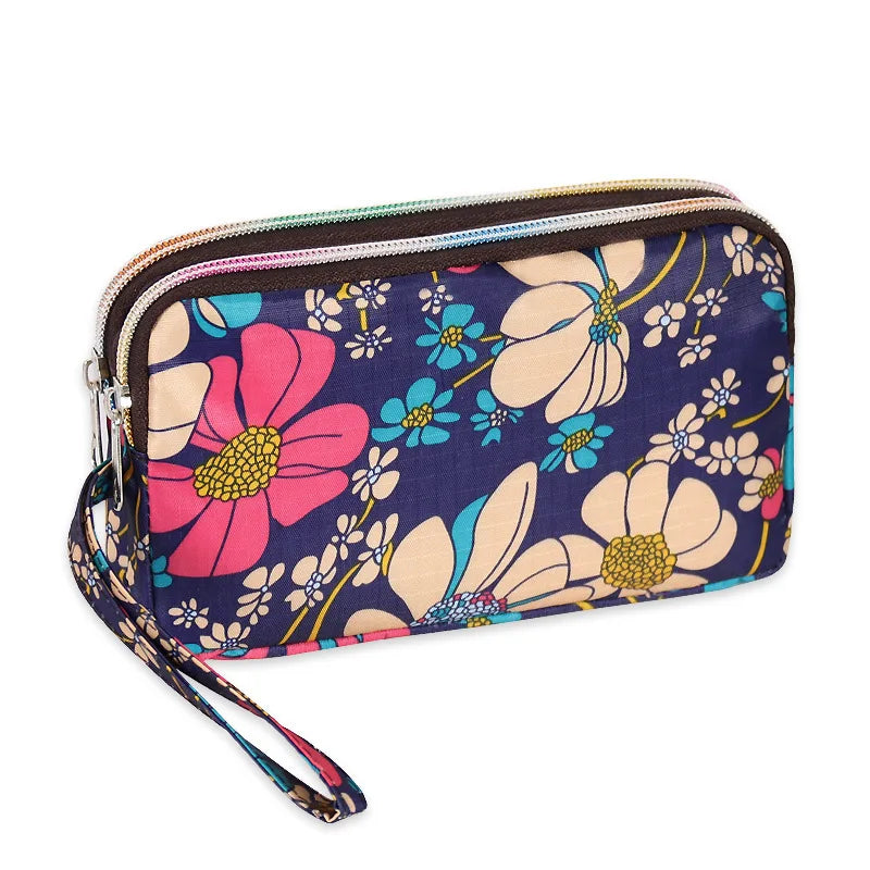 Retro Canvas Handbag For Women Flower Printing Zipper