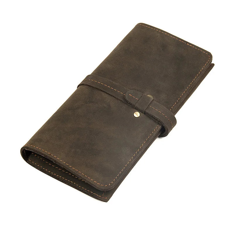 Men's Crazy Horse Leather Long Wallet Cowhide Wallet