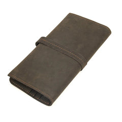 Men's Crazy Horse Leather Long Wallet Cowhide Wallet