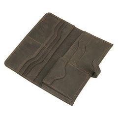 Men's Crazy Horse Leather Long Wallet Cowhide Wallet