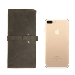 Men's Crazy Horse Leather Long Wallet Cowhide Wallet
