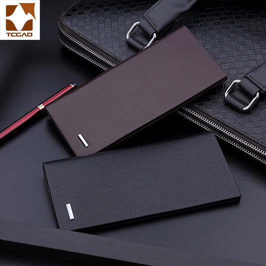 Men's Microfiber Leather Long Wallet Slim Bifold Purse Hombre Billeteras