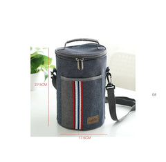 Cylindrical Thermal Lunch Bag Cooler Picnic Bag Canvas Lunch Box
