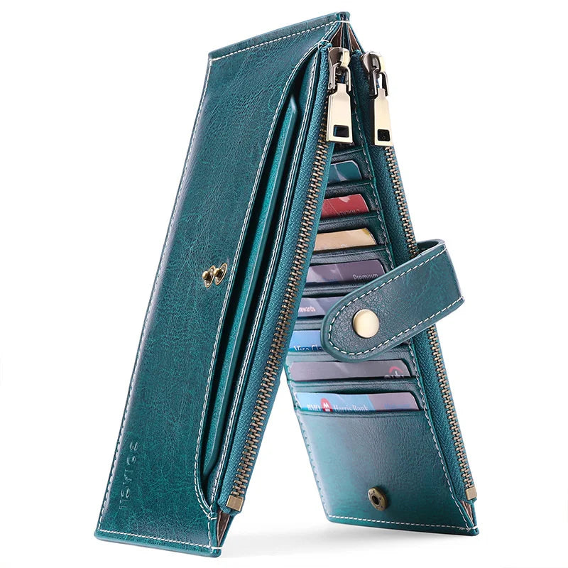 Women's Large Capacity Oil Wax Cow Bag Wallet