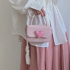 Pink Love Contrast Girl Small Square Bag Hand Chain Messenger Bag