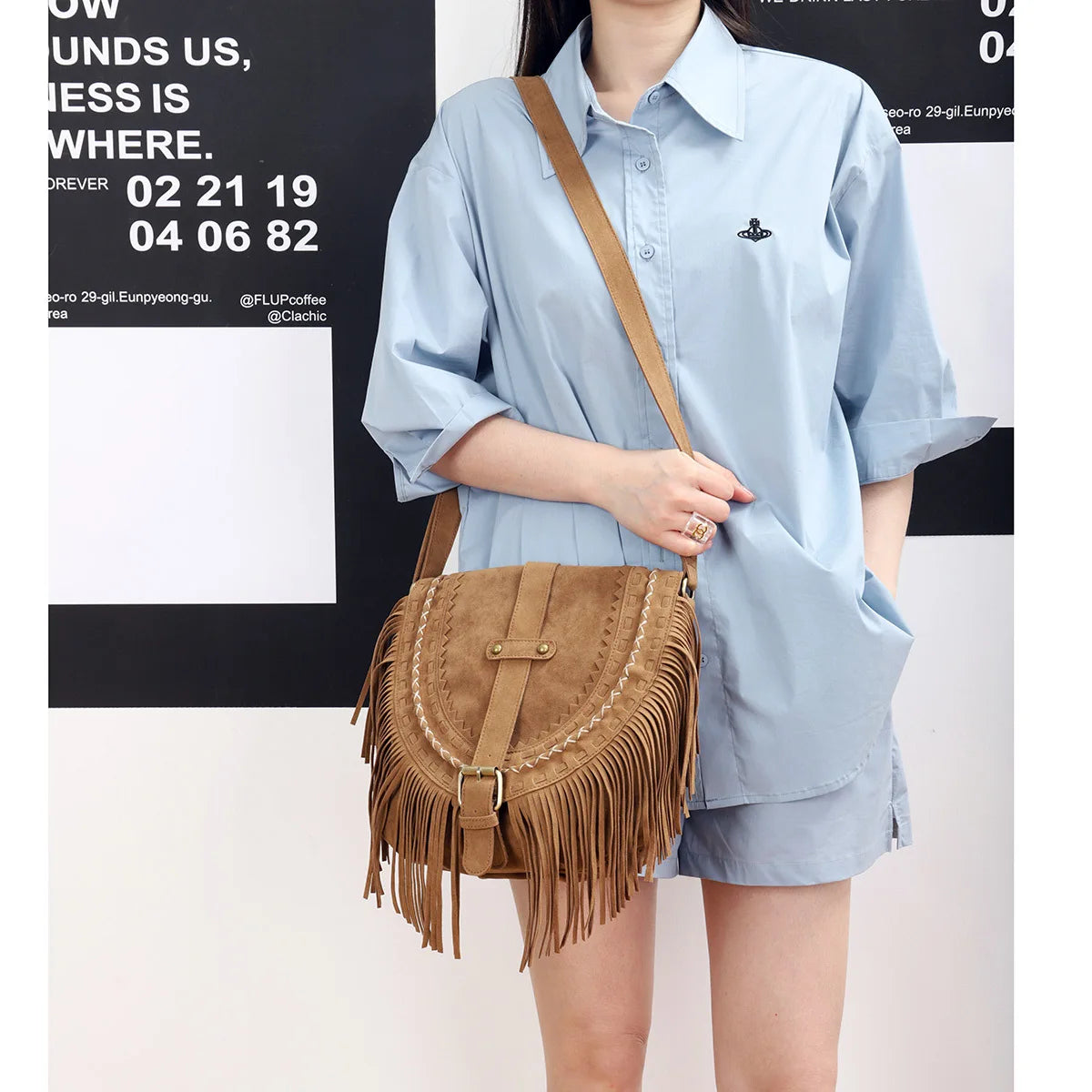 Tassel Bag for Women Casual Woven Handbag Shoulder Bag Crossbody Bag