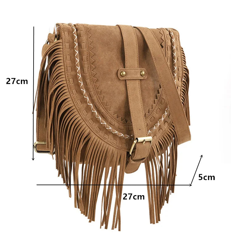 Tassel Bag for Women Casual Woven Handbag Shoulder Bag Crossbody Bag