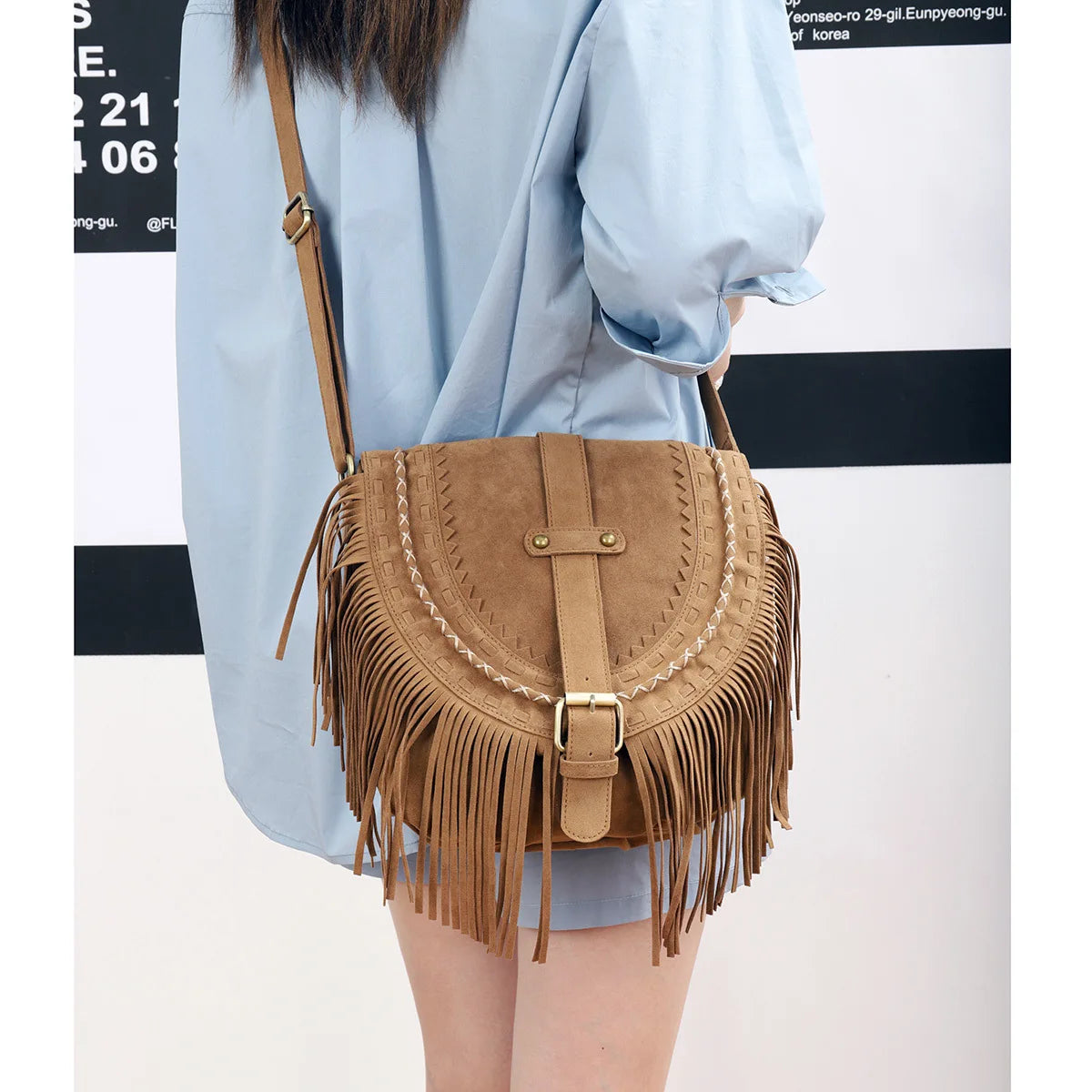 Tassel Bag for Women Casual Woven Handbag Shoulder Bag Crossbody Bag