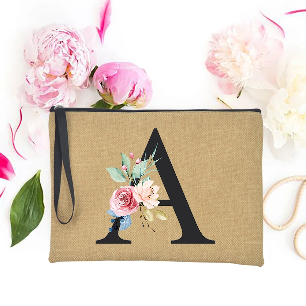 Custom Flower Initial Summer Bag Bachelorette Clutch Organizer Case