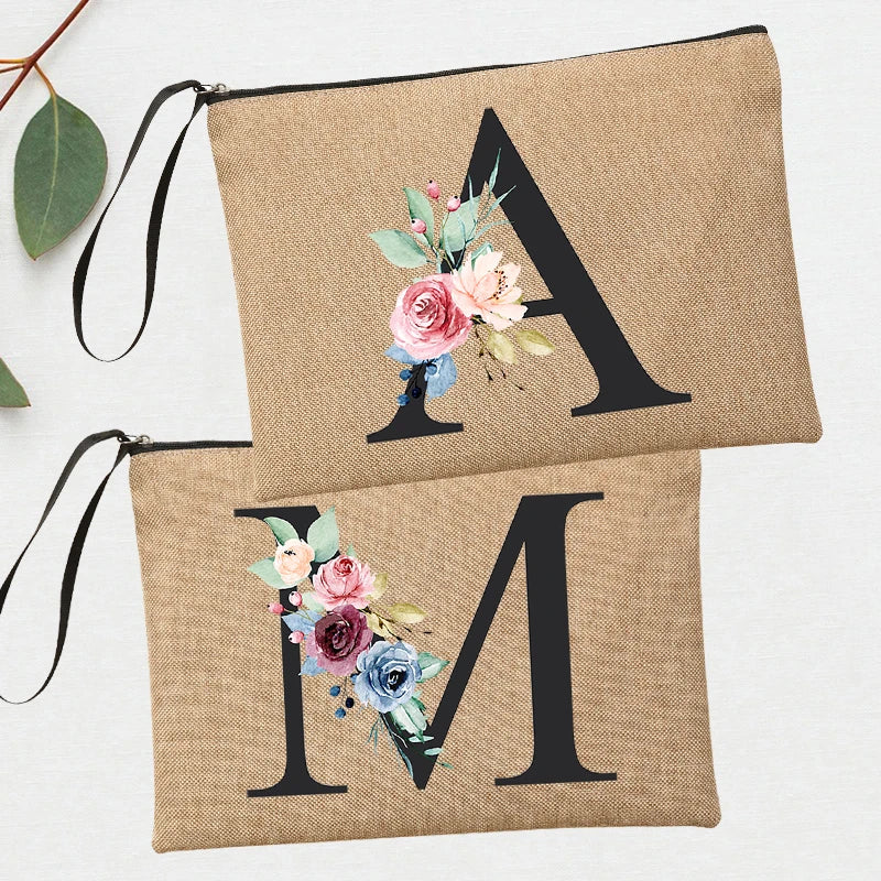 Custom Flower Initial Summer Bag Bachelorette Clutch Organizer Case