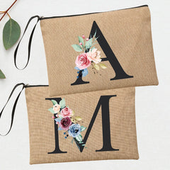 Custom Flower Initial Summer Bag Bachelorette Clutch Organizer Case