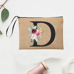 Custom Flower Initial Summer Bag Bachelorette Clutch Organizer Case