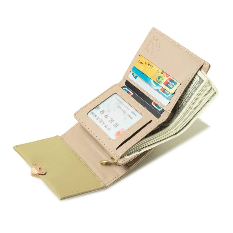 Women's Short Buckle Wallet - Solid Color Zero Wallet