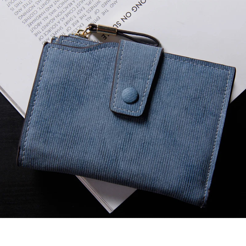 Women's Short Frosted Stripe Buckle Small Change Wallet