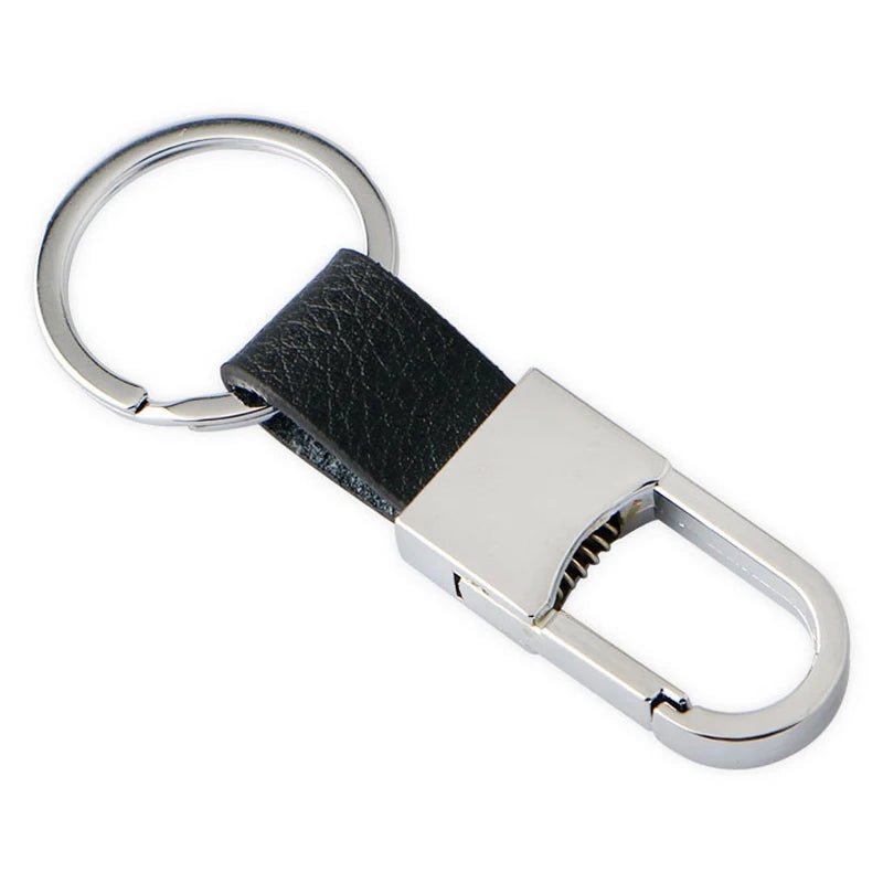 Metallic Key Chain Leather Double Ring Holder Men Car Key