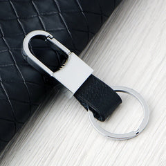 Metallic Key Chain Leather Double Ring Holder Men Car Key