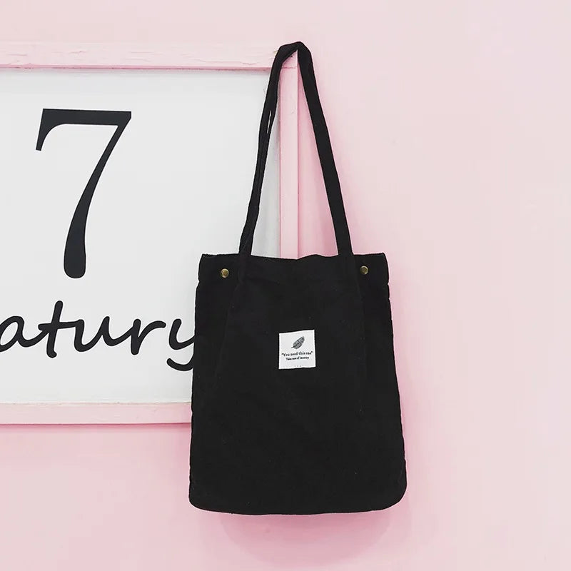 Large Capacity Flannel Tote Bag for Women, Soft Cotton Handbag
